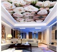 XLMING Minimalist Three Dimensional Beautiful Pink Roses 3D Wallpaper Luxury Home Dining Decor Paste Sofa Living Room The Wall for Bedroom Mural-350cm×256cm
