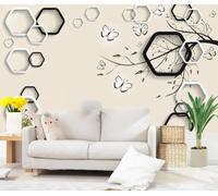 XLMING Minimalist Three Dimensional Black and White Geometric Butterfly 3D Wallpaper Silky Texture Home Study Office Grey Dining Room Sofa Bedroom Living Room TV Backdrop-200cm×140cm