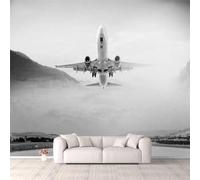 XLMING Minimalist Three Dimensional Black and White Mountain Peaks Aeroplane 3D Wallpaper Luxury Home Dining Decor Paste Sofa Living Room The Wall for Bedroom Mural-150cm×105cm