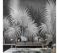 XLMING Minimalist Three Dimensional Black and White Plants Leaves 3D Wallpaper Silky Texture Home Study Office Grey Dining Room Sofa Bedroom Living Room TV Backdrop-200cm×140cm