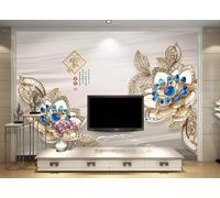 XLMING Minimalist Three Dimensional Blue Diamonds Jewellery 3D Wallpaper Luxury Home Dining Decor Paste Sofa Living Room The Wall for Bedroom Mural-400cm×280cm