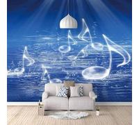 XLMING Minimalist Three Dimensional Blue Ocean Musical Notes 3D Wallpaper Premium Textured Silk Study Dining Living Room Bedroom Sofa TV Wall Easy Install-200cm×140cm