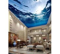 XLMING Minimalist Three Dimensional Blue Underwater World 3D Wallpaper Silky Texture Home Study Office Grey Dining Room Sofa Bedroom Living Room TV Backdrop-200cm×140cm