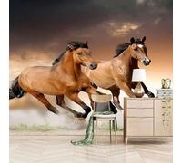 XLMING Minimalist Three Dimensional Brown Animal Horse 3D Wallpaper Luxury Home Dining Decor Paste Sofa Living Room The Wall for Bedroom Mural-300cm×210cm