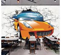 XLMING Minimalist Three Dimensional Car Breaking Through A Wall Starry Sky 3D Wallpaper Luxury Silk Study Dining Feature Sofa Grey Bedroom Living Room Tv Decorative Wall-150cm×105cm