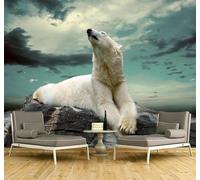 XLMING Minimalist Three Dimensional Cartoon Animals Polar Bear 3D Wallpaper Premium Textured Silk Study Dining Living Room Bedroom Sofa TV Wall Easy Install-300cm×210cm