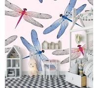 XLMING Minimalist Three Dimensional Colourful Animal Dragonfly 3D Wallpaper Premium Textured Silk Study Dining Living Room Bedroom Sofa TV Wall Easy Install-200cm×140cm