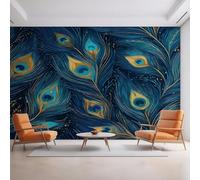 XLMING Minimalist Three Dimensional Colourful Peacock Feathers 3D Wallpaper Luxury Home Dining Decor Paste Sofa Living Room The Wall for Bedroom Mural-150cm×105cm