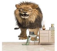 XLMING Minimalist Three Dimensional Creative Animal Lion 3D Wallpaper Silky Texture Home Study Office Grey Dining Room Sofa Bedroom Living Room TV Backdrop-150cm×105cm