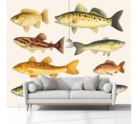 XLMING Minimalist Three Dimensional Creative Colourful Little Fish 3D Wallpaper Premium Textured Silk Study Dining Living Room Bedroom Sofa TV Wall Easy Install-250cm×170cm