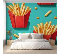 XLMING Minimalist Three Dimensional Creative Food French Fries 3D Wallpaper Luxury Home Dining Decor Paste Sofa Living Room The Wall for Bedroom Mural-350cm×256cm