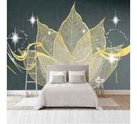 XLMING Minimalist Three Dimensional Creative Gold Leaves 3D Wallpaper Premium Textured Silk Study Dining Living Room Bedroom Sofa TV Wall Easy Install-150cm×105cm