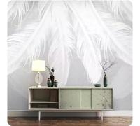 XLMING Minimalist Three Dimensional Creative White Feathers 3D Wallpaper Luxury Silk Study Dining Feature Sofa Grey Bedroom Living Room Tv Decorative Wall-400cm×280cm