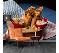 XLMING Minimalist Three Dimensional Food Blue Art 3D Wallpaper Luxury Home Dining Decor Paste Sofa Living Room The Wall for Bedroom Mural-300cm×210cm