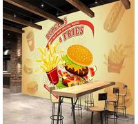 XLMING Minimalist Three Dimensional Food Hamburger French Fries 3D Wallpaper Luxury Home Dining Decor Paste Sofa Living Room The Wall for Bedroom Mural-300cm×210cm