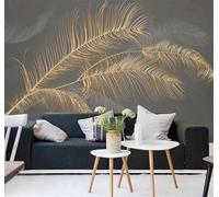 XLMING Minimalist Three Dimensional Gold Embossed Feathered Accent 3D Wallpaper Luxury Home Dining Decor Paste Sofa Living Room The Wall for Bedroom Mural-250cm×170cm