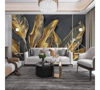 XLMING Minimalist Three Dimensional Gold Leaves Art 3D Wallpaper Luxury Home Dining Decor Paste Sofa Living Room The Wall for Bedroom Mural-430cm×300cm