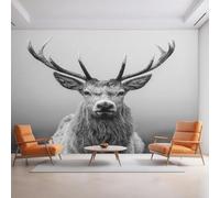 XLMING Minimalist Three Dimensional Grey Elk Animal 3D Wallpaper Premium Textured Silk Study Dining Living Room Bedroom Sofa TV Wall Easy Install-200cm×140cm