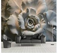 XLMING Minimalist Three Dimensional Grey Relief Rose 3D Wallpaper Luxury Home Dining Decor Paste Sofa Living Room The Wall for Bedroom Mural-350cm×256cm
