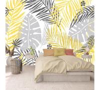 XLMING Minimalist Three Dimensional Grey Yellow Leaves 3D Wallpaper Luxury Home Dining Decor Paste Sofa Living Room The Wall for Bedroom Mural-250cm×170cm