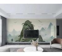 XLMING Minimalist Three Dimensional Ink Wash Mountain Peaks Birds in Flight 3D Wallpaper Luxury Silk Study Dining Feature Sofa Grey Bedroom Living Room Tv Decorative Wall-350cm×256cm