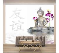 XLMING Minimalist Three Dimensional Lake Buddha Statue Flowers 3D Wallpaper Luxury Home Dining Decor Paste Sofa Living Room The Wall for Bedroom Mural-350cm×256cm