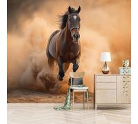 XLMING Minimalist Three Dimensional Maroon Animal Horse 3D Wallpaper Premium Textured Silk Study Dining Living Room Bedroom Sofa TV Wall Easy Install-200cm×140cm