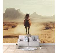XLMING Minimalist Three Dimensional Mountain Peaks Animal Horse 3D Wallpaper Premium Textured Silk Study Dining Living Room Bedroom Sofa TV Wall Easy Install-200cm×140cm