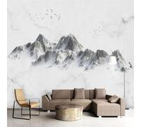 XLMING Minimalist Three Dimensional Mountain Peaks Birds in Flight Scenery 3D Wallpaper Premium Textured Silk Study Dining Living Room Bedroom Sofa TV Wall Easy Install-400cm×280cm
