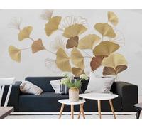 XLMING Minimalist Three Dimensional Multicoloured Ginkgo Leaves Art 3D Wallpaper Luxury Silk Study Dining Feature Sofa Grey Bedroom Living Room Tv Decorative Wall-150cm×105cm