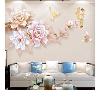XLMING Minimalist Three Dimensional Multicoloured Peonies Birds in Flight 3D Wallpaper Luxury Home Dining Decor Paste Sofa Living Room The Wall for Bedroom Mural-430cm×300cm