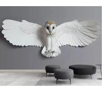 XLMING Minimalist Three Dimensional Owl Animal Individuality 3D Wallpaper Luxury Silk Study Dining Feature Sofa Grey Bedroom Living Room Tv Decorative Wall-250cm×170cm
