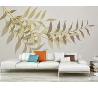 XLMING Minimalist Three Dimensional Plants Leaves Art 3D Wallpaper Luxury Silk Study Dining Feature Sofa Grey Bedroom Living Room Tv Decorative Wall-150cm×105cm