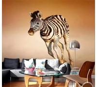 XLMING Minimalist Three Dimensional Running Zebra Unique 3D Wallpaper Luxury Home Dining Decor Paste Sofa Living Room The Wall for Bedroom Mural-350cm×256cm