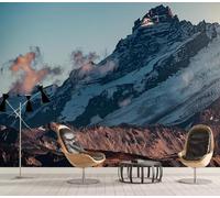 XLMING Minimalist Three Dimensional Snow Capped Mountains Clouds Scenery 3D Wallpaper Silky Texture Home Study Office Grey Dining Room Sofa Bedroom Living Room TV Backdrop-200cm×140cm