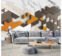 XLMING Minimalist Three Dimensional Triangle Geometric Marble Effect 3D Wallpaper Luxury Home Dining Decor Paste Sofa Living Room The Wall for Bedroom Mural-300cm×210cm