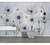 XLMING Minimalist Three Dimensional Vintage Floral Butterfly 3D Wallpaper Luxury Silk Study Dining Feature Sofa Grey Bedroom Living Room Tv Decorative Wall-350cm×256cm