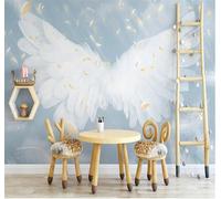 XLMING Minimalist Three Dimensional White Feathers Wings 3D Wallpaper Premium Textured Silk Study Dining Living Room Bedroom Sofa TV Wall Easy Install-400cm×280cm