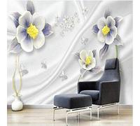 XLMING Minimalist Three Dimensional White Flower Butterfly 3D Wallpaper Premium Textured Silk Study Dining Living Room Bedroom Sofa TV Wall Easy Install-200cm×140cm