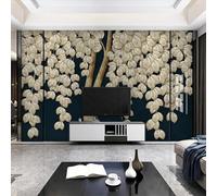 XLMING Minimalist Trees Three Dimensiona Golden Leaves 3D Wallpaper Luxury Home Dining Decor Paste Sofa Living Room The Wall for Bedroom Mural-200cm×140cm