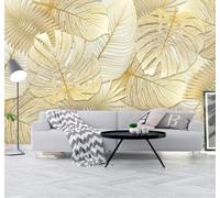 XLMING Minimalist Tropical Plants Gold Banana Leaves 3D Wallpaper Luxury Home Dining Decor Paste Sofa Living Room The Wall for Bedroom Mural-250cm×170cm