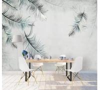 XLMING Minimalist Vintage Abstract Hand Drawn Feathers 3D Wallpaper Premium Textured Silk Study Dining Living Room Bedroom Sofa TV Wall Easy Install-250cm×170cm