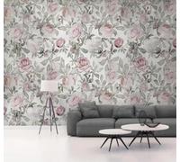XLMING Minimalist Vintage Rich Peony Leaves 3D Wallpaper Silky Texture Home Study Office Grey Dining Room Sofa Bedroom Living Room TV Backdrop-200cm×140cm