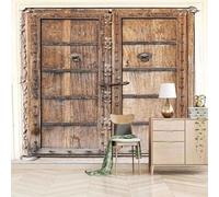 XLMING Minimalist Vintage Wooden Door Creative Art 3D Wallpaper Silky Texture Home Study Office Grey Dining Room Sofa Bedroom Living Room TV Backdrop-430cm×300cm