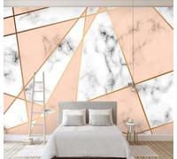 XLMING Minimalist White Faux Marble Geometric Lines 3D Wallpaper Silky Texture Home Study Office Grey Dining Room Sofa Bedroom Living Room TV Backdrop-150cm×105cm