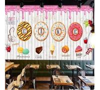XLMING Minimalist Woodgrain Doughnuts Dessert Cake 3D Wallpaper Luxury Home Dining Decor Paste Sofa Living Room The Wall for Bedroom Mural-250cm×170cm
