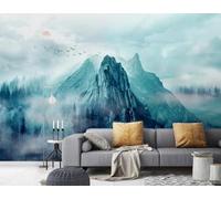 XLMING Mountain Peaks Forest Sea of Clouds Birds in Flight Sunrise 3D Wallpaper Luxury Silk Study Dining Feature Sofa Grey Bedroom Living Room Tv Decorative Wall-430cm×300cm