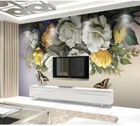 XLMING Nostalgia Retro Warm Beautiful Roses Butterflies 3D Wallpaper Luxury Home Dining Decor Paste Sofa Living Room The Wall for Bedroom Mural-400cm×280cm