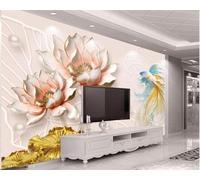 XLMING Pink Lotus Golden Lotus Leaves Small Fish 3D Wallpaper Luxury Home Dining Decor Paste Sofa Living Room The Wall for Bedroom Mural-350cm×256cm