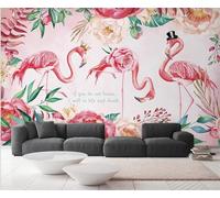 XLMING Pink Warm Warm Beautiful Flowers Flamingos 3D Wallpaper Luxury Home Dining Decor Paste Sofa Living Room The Wall for Bedroom Mural-400cm×280cm